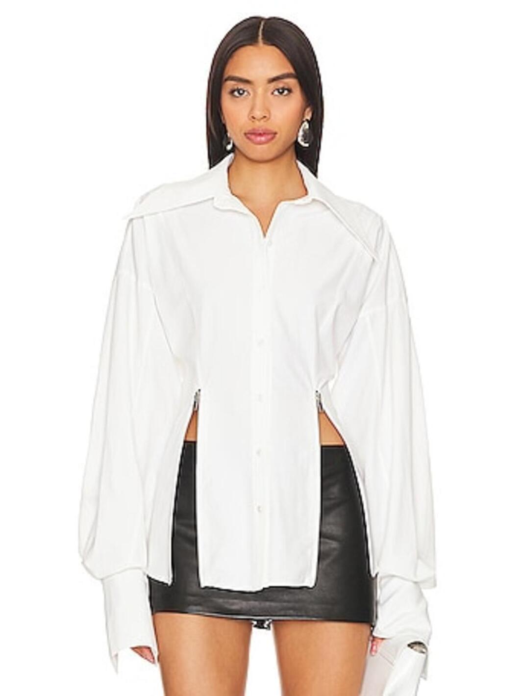 Ceren Ocak Zipper Detail Shirt In White Flaw